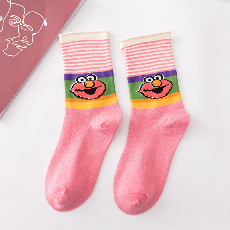 Spring And Summer In Tube Socks Personalized Cartoon Cute Adorable Girl Eye Cotton Couple Sock